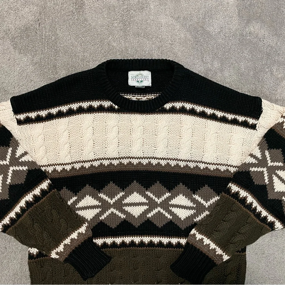 Vintage Northwest Territory Cable Knit Sweater Mens XL 100% Virgin Acrylic - Picture 2 of 15